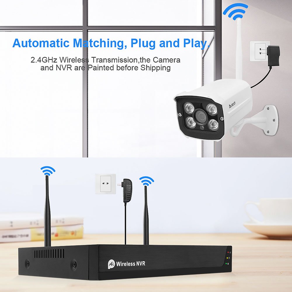 JideTech 5MP Wireless CCTV Security Camera 4CH NVR Kis with 5MP Wireless Surveillance Camera With Tuya App Two Way Audio