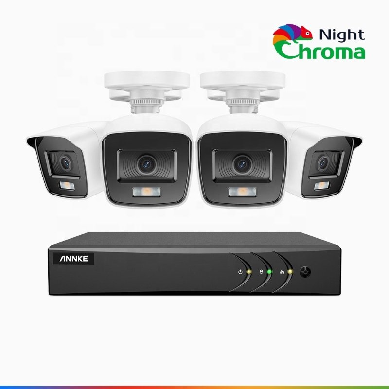 ANNKE NightChroma 8CH 5MP H.265+ DVR Security Camera System 4pcs 2MP Outdoor Waterproof CCTV Cameras