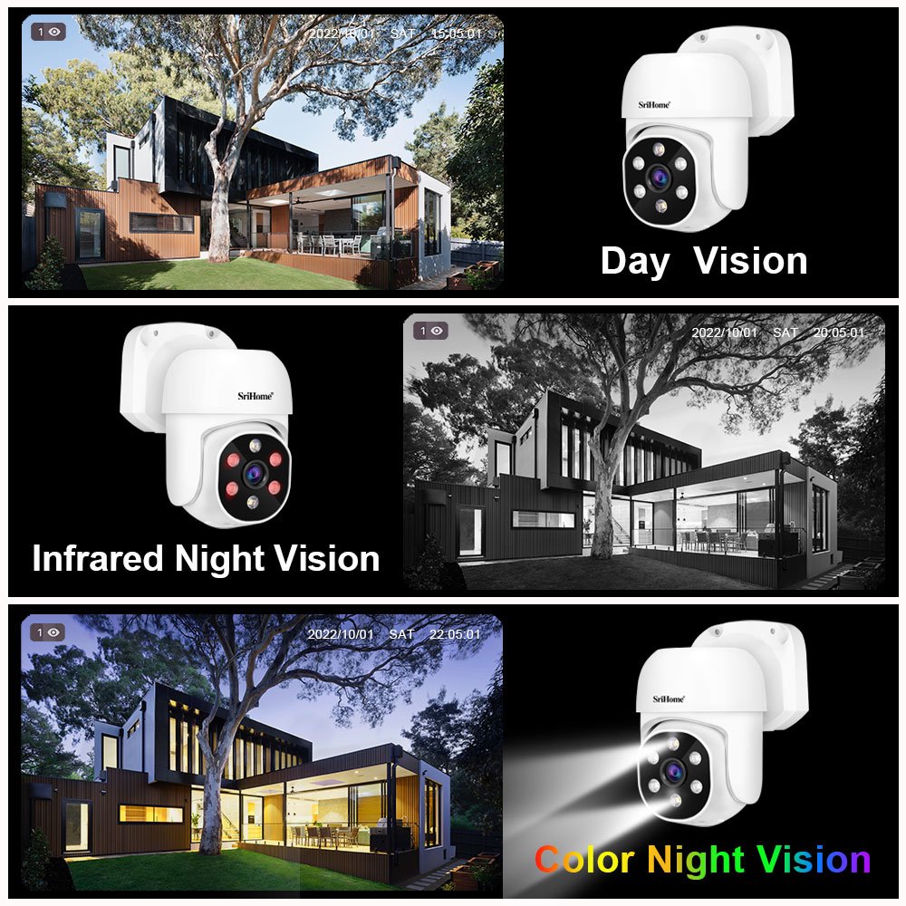 SriHome Outdoor Indoor 5MP Camera 4CH H.265 8TB PoE NVR Kits 4K 8MP Video Surveillance Security Camera System Camera Security
