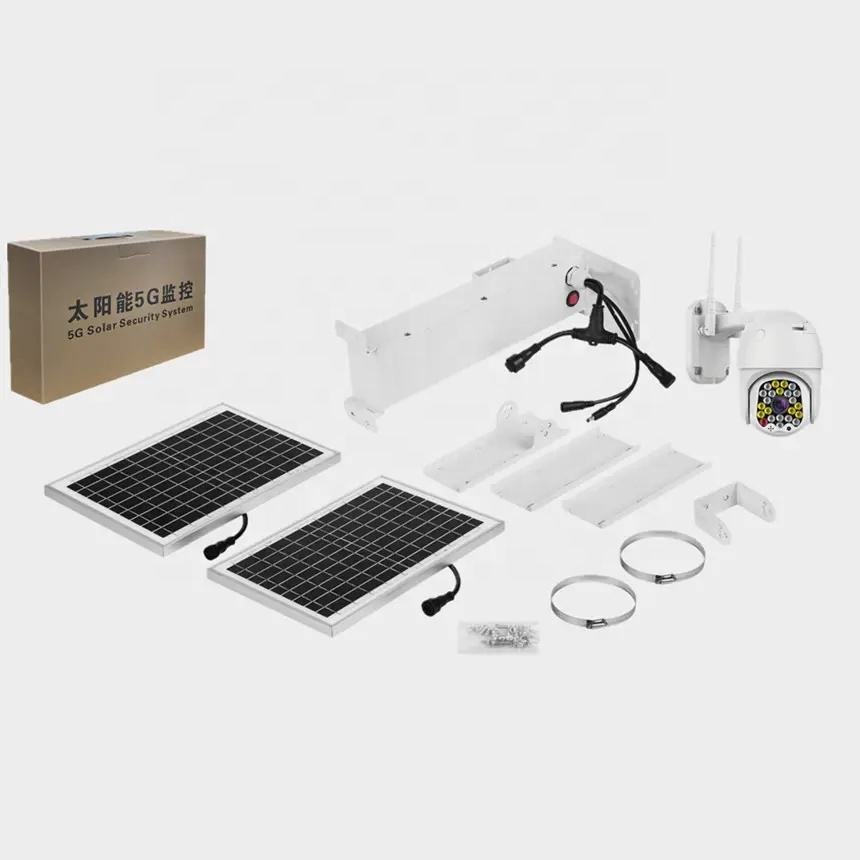 Waterproof 60m Distance SIM 2.5inch Double 15W 4G PTZ solar camera solar powered cctv camera solar security camera system
