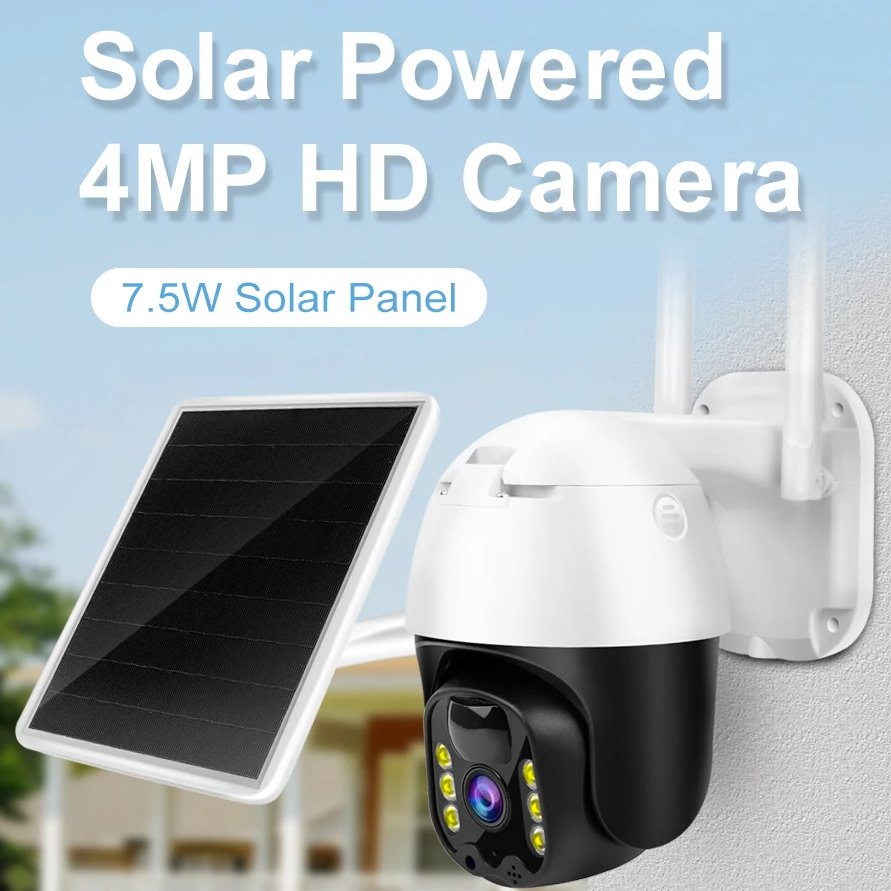 WESECUU HD Night Vision Solar Panel AI Wireless PTZ Battery Wifi 4g Sim Card 4MP Cctv Home Security Surveillance System Camera