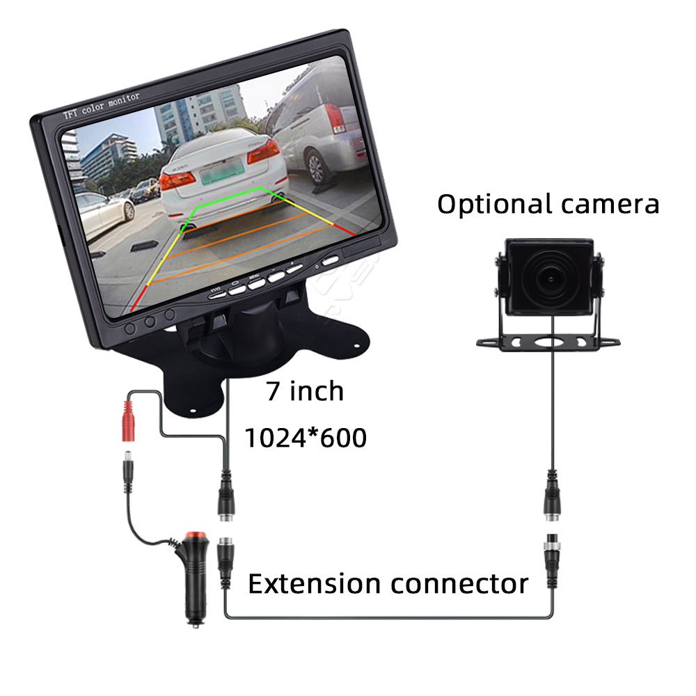 7-Inch Car CCTV System with Front and Rear View Security Surveillance Dash Camera Backup Blind Spot Reversing Aid Monitor