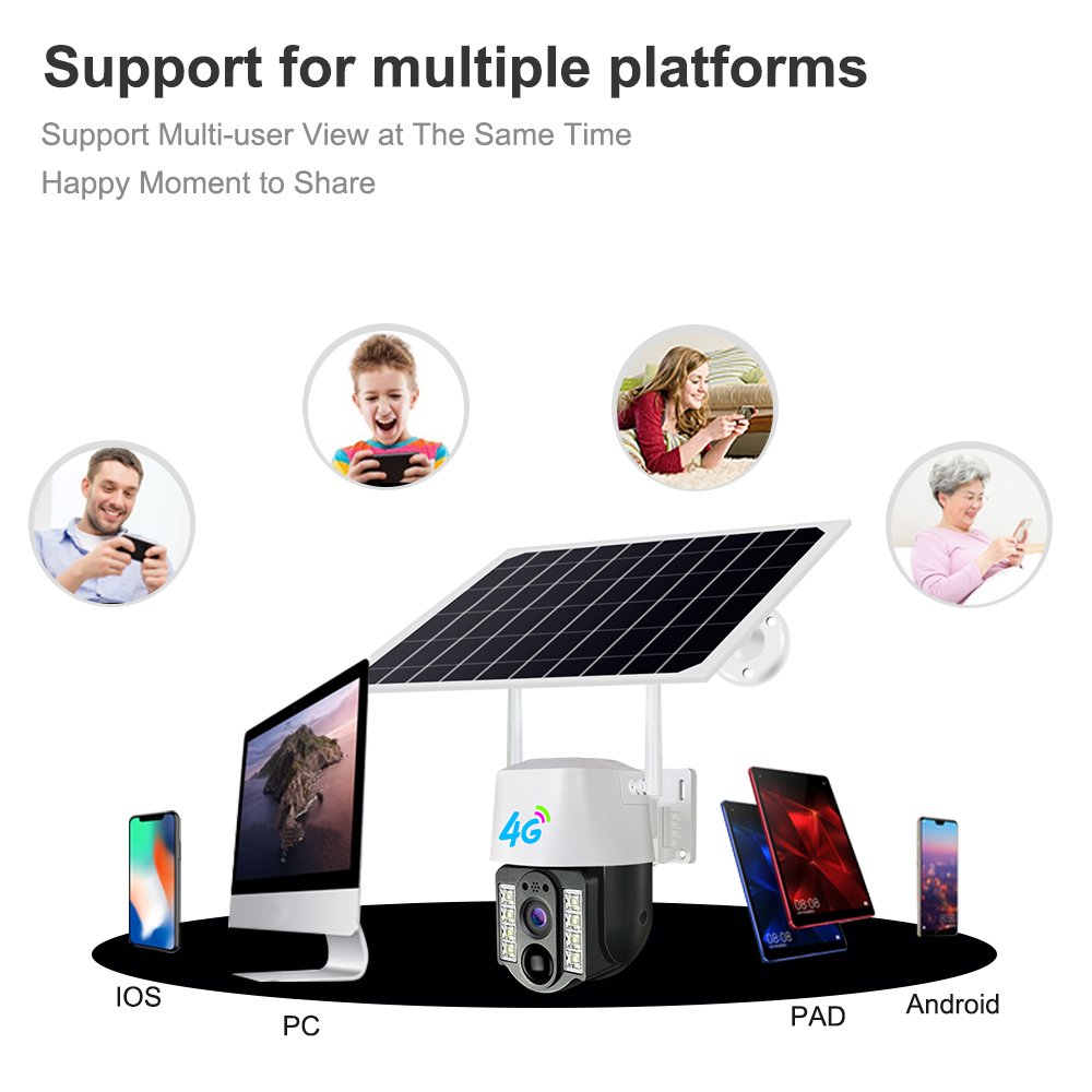 Outdoor Waterproof IP66 Wireless 2MP HD WiFi/4G PTZ Solar Camera