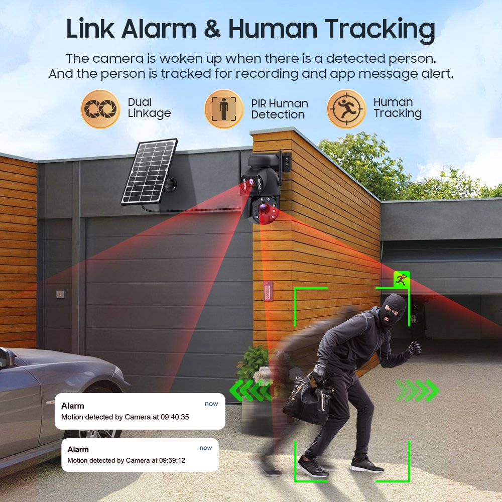 20x Optical Zoom 6mp Solar Security System Dual Lens Ptz Wireless Mini Cctv Surveillance Camera 4g Sim Card Solar Camera