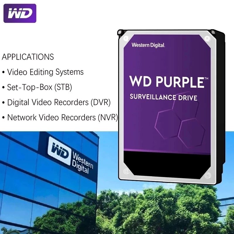 Surveillance Hard Drive HD Harddisk for Security System Video Recorder DVR NVR CCTV SATA III HDD WD Purple 3TB 4TB 6TB 8TB 10TB
