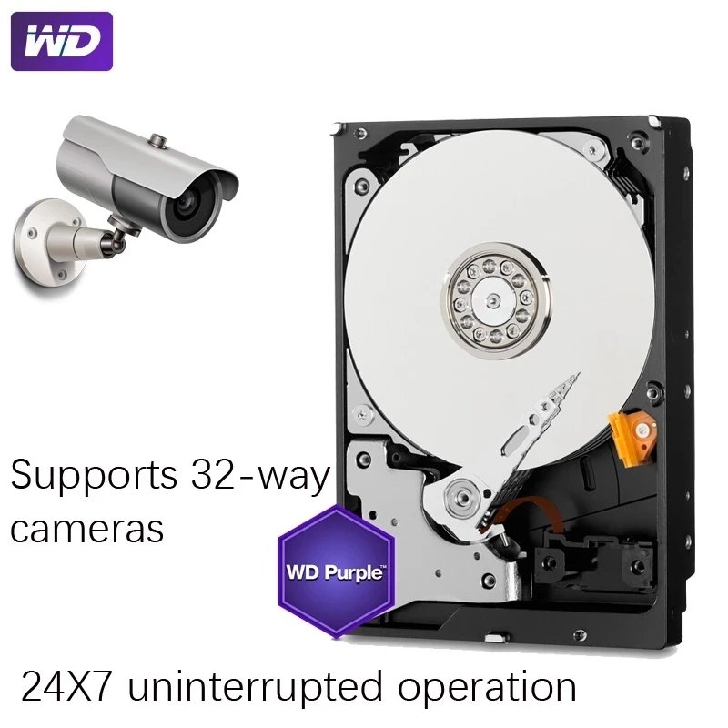 Surveillance Hard Drive HD Harddisk for Security System Video Recorder DVR NVR CCTV SATA III HDD WD Purple 3TB 4TB 6TB 8TB 10TB