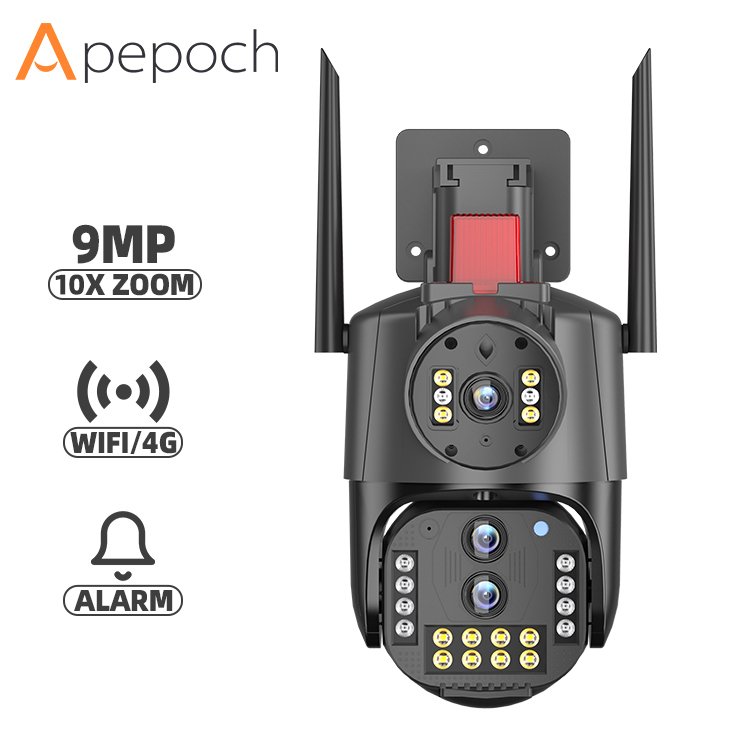Three eyes 4G V380 solar monitor 360 degree mobile phone remote outdoor night vision panoramic home high definition camera