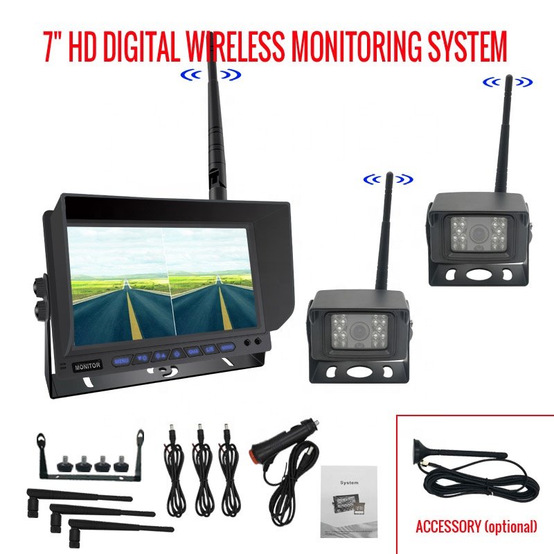 New Model Customized 7 Inch Digital LCD Vehicle Screen Panel Ahd 720P Wireless Car Auto Monitor Camera Rearview System