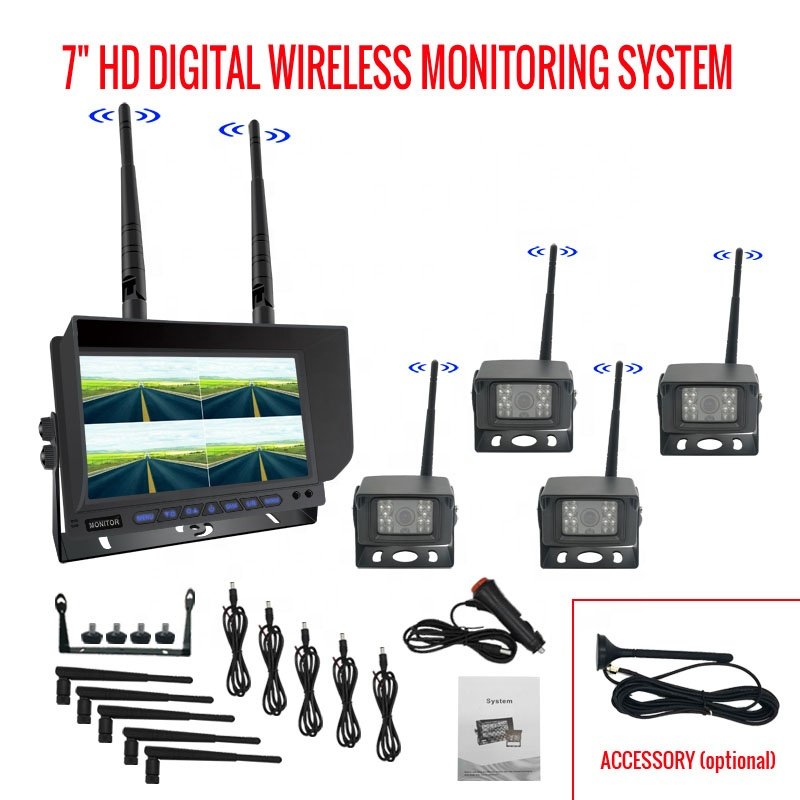 New Model Customized 7 Inch Digital LCD Vehicle Screen Panel Ahd 720P Wireless Car Auto Monitor Camera Rearview System