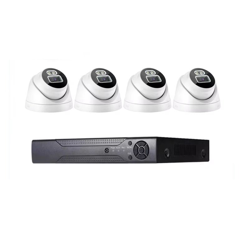 indoor audio video surveillance full color waterproof turret security cctv system 4 channel ahd 4k dome camera 4ch dome dvr kit