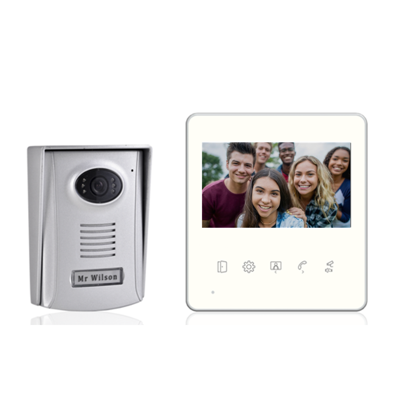 4.3 Inch Touch Botton Indoor Monitor 2 Wires Connect Outdoor Station Support Night Vision Videophone
