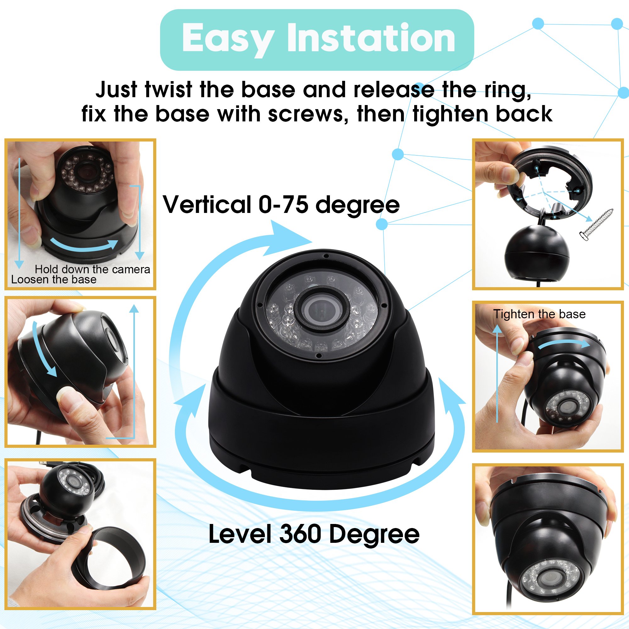 ELP 1.0 Megapixel 720P Waterproof Dome USB Camera with IR Cut and IR LED for Day&Night Smart Video Surveillance Camera