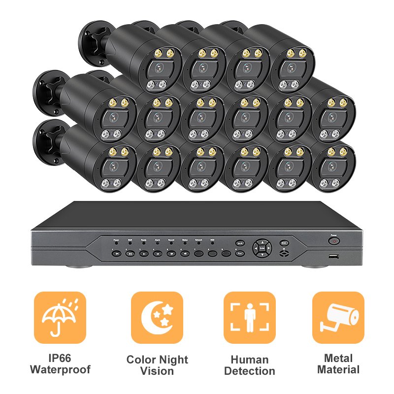cctv Security Camera System 16ch Network Video Recorder with POE IP Bullet cctv security camera Night Vision surveil system