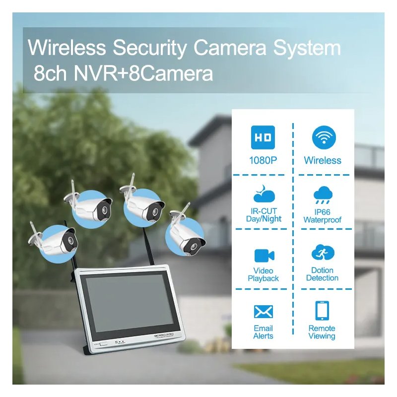 Wireless Security System 8ch NVR 8 Camera nvr camera system 8ch 5mp nvr poe security ip camera system