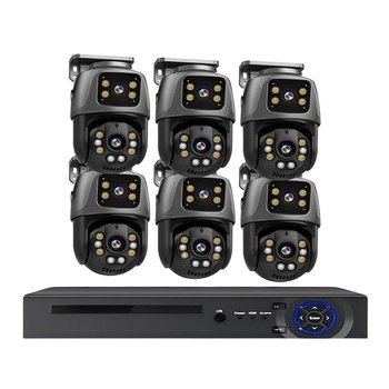 XM ICsee 6CH 6MP POE PTZ CCTV Camera Kit System Poe Nvr Kit 3K Auto Tracking PTZ Surveillance 6CH 6MP POE Security Camera Kit