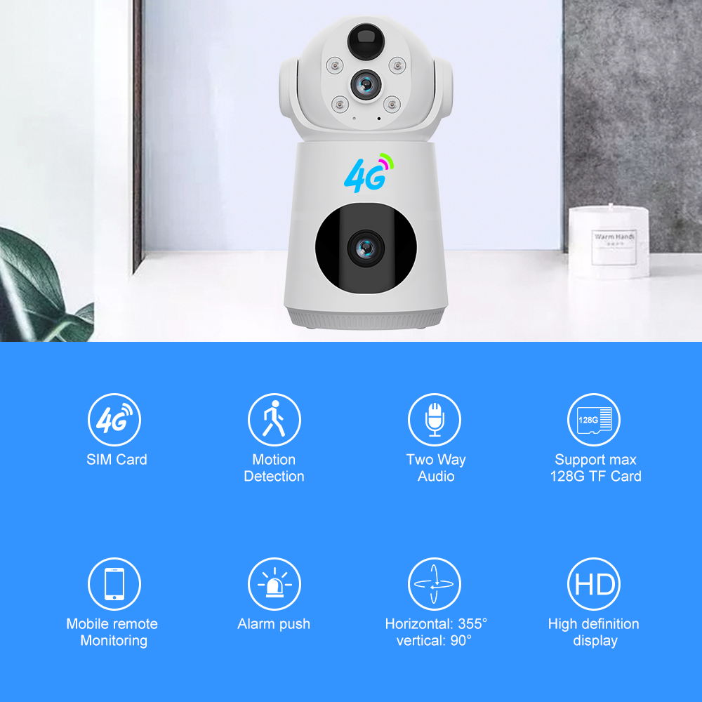 V380 Pro dual lens baby monitor audio motion tracking App control bobblehead night vision indoor use monitor wholesale