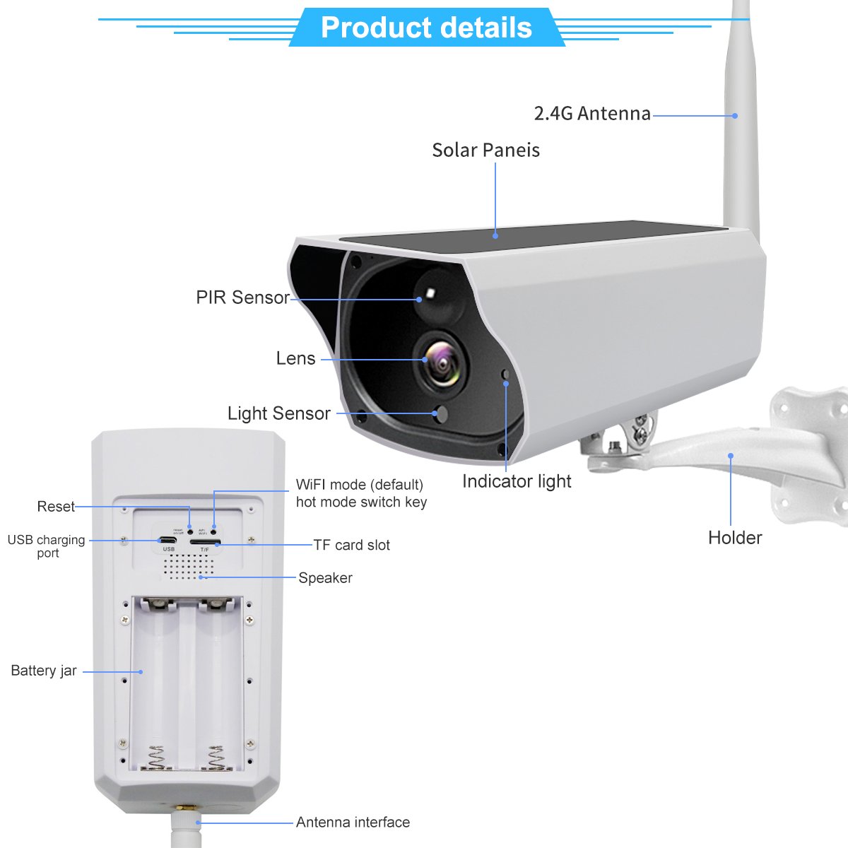 Hot Sale Solar Powered Outdoor Security Camera 1080P Wireless Solar Camera De Surveillance Solar Bullet CCTV Camera