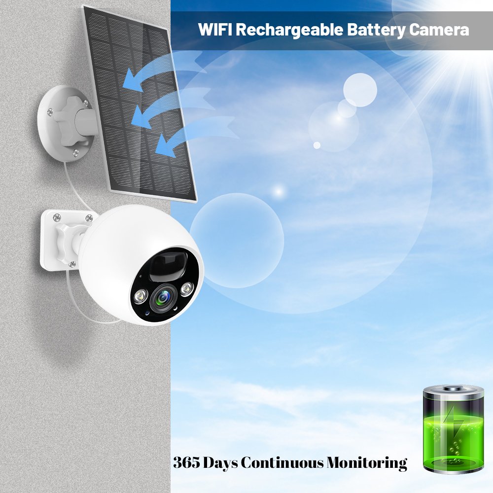 WESECUU Outdoor Battery Camera Security IP Network Solar Panel WIFI CCTV Camera Wireless solar powered outdoor security cameras