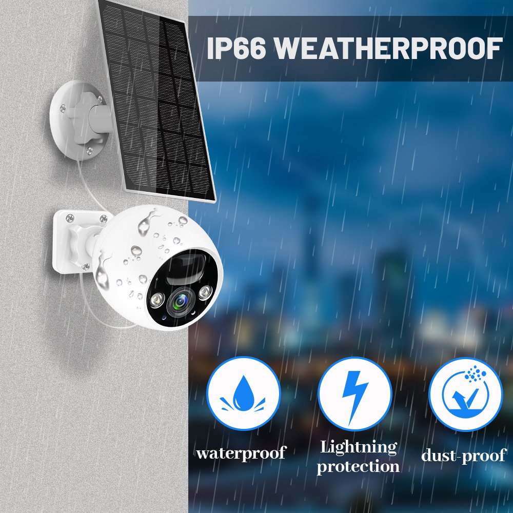 WESECUU Outdoor Battery Camera Security IP Network Solar Panel WIFI CCTV Camera Wireless solar powered outdoor security cameras