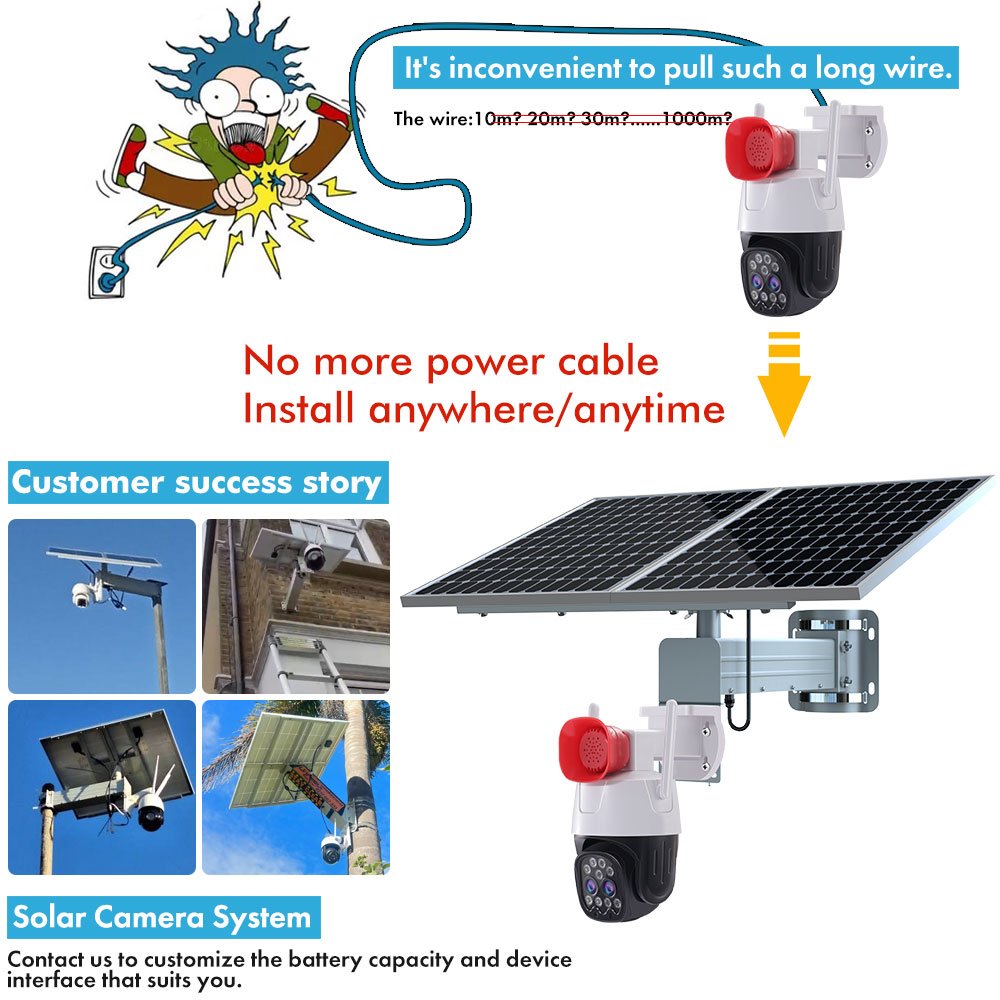 TecDeft Solar camera 4G sim card Farm Outdoor auto motion track ptz cctv alert IP 8MP 4k surveillance security camera wireless