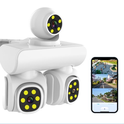 Outdoor Triple cameras Cctv WIFI Security System Ip Network Camera 3 Ptz 3 Lens Network Ip Camera