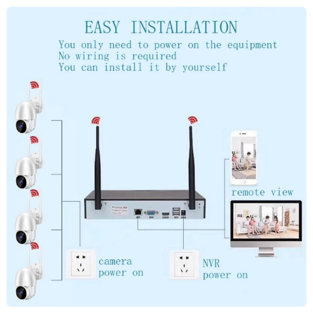PTZ 8CH Video System Tuya Smart Life Surveillance Camera NVR Kit 1080P Wireless WIFI CCTV System Camera Security System