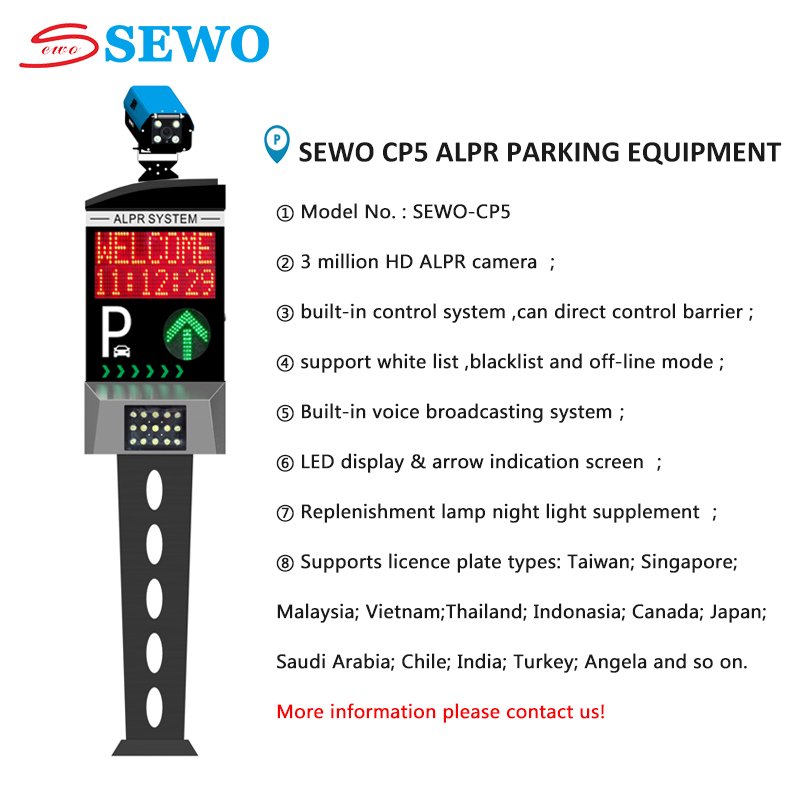 SEWO Automatic License Plate Recognition LPR ANPR ALPR for Smart Car Parking System