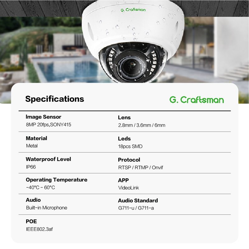 GA-D1FI-M8SS Economical 8MP Good Quality OEM ODM Chinese Manufacturer Factory Direct CCTV IP Camera for Security NVR System