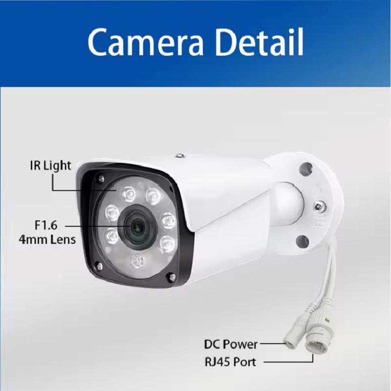 Outdoor 4mp CCTV Camera System 8ch Network Camera Kit Home Security AHD POE NVR Kit