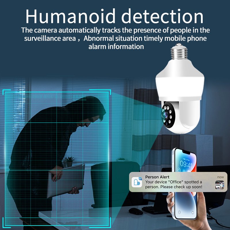 3MP Bulb Light Camera Human Detection Two-Way Audio Wireless Color Night Vision CCTV Security Camera Dual Light Sources Camera