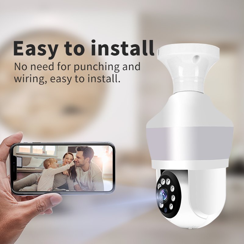 3MP Bulb Light Camera Human Detection Two-Way Audio Wireless Color Night Vision CCTV Security Camera Dual Light Sources Camera