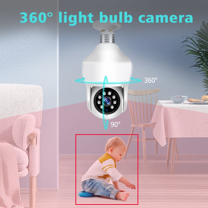 3MP Bulb Light Camera Human Detection Two-Way Audio Wireless Color Night Vision CCTV Security Camera Dual Light Sources Camera