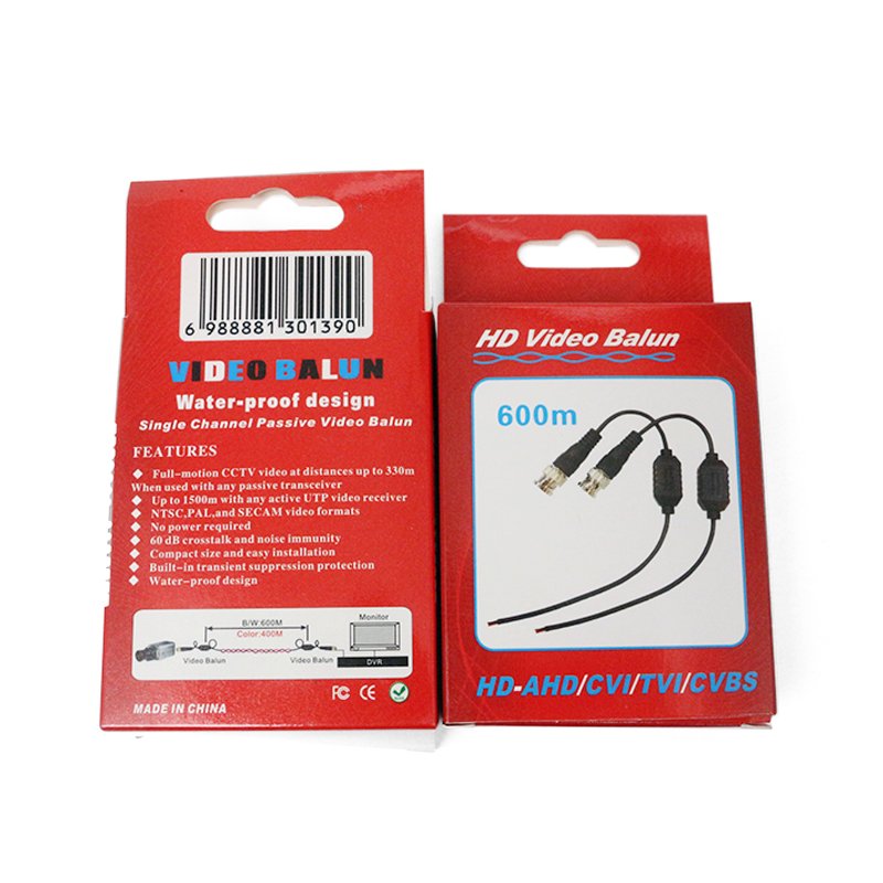 HD passive UTP video balun Waterproof anti-interference suppression transmiss cat5 bnc video balun hd cvi tvi ahd video balun