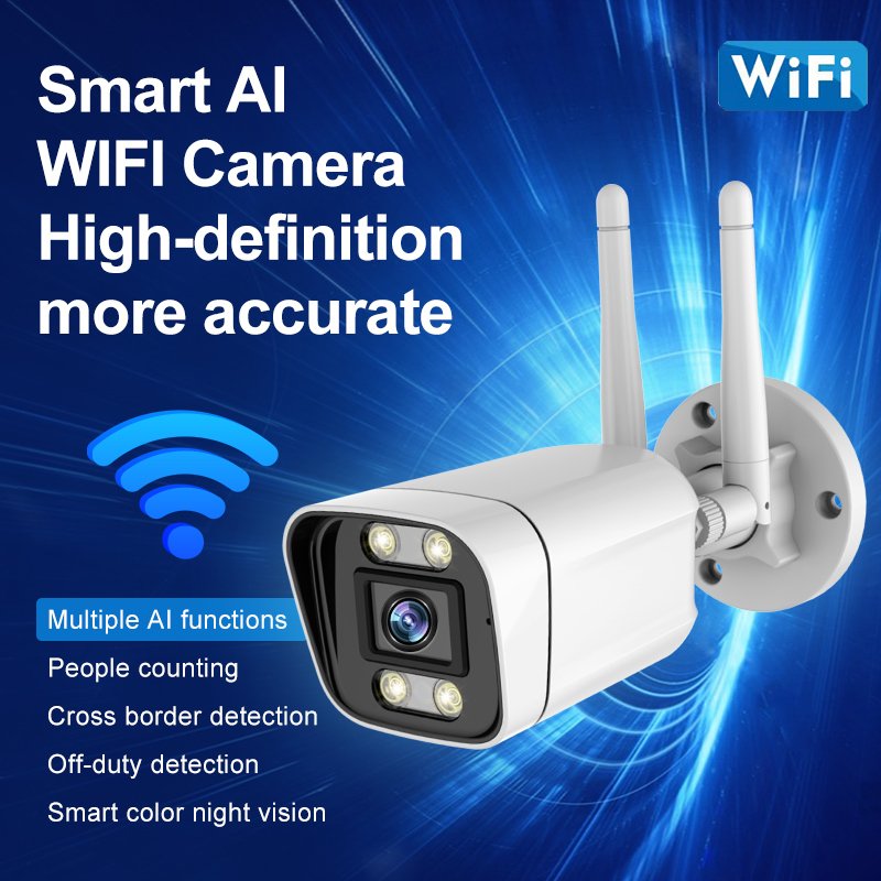 Car Shape Detection Full Color Night Vision AI Outdoor cctv System WIFI Security Camera
