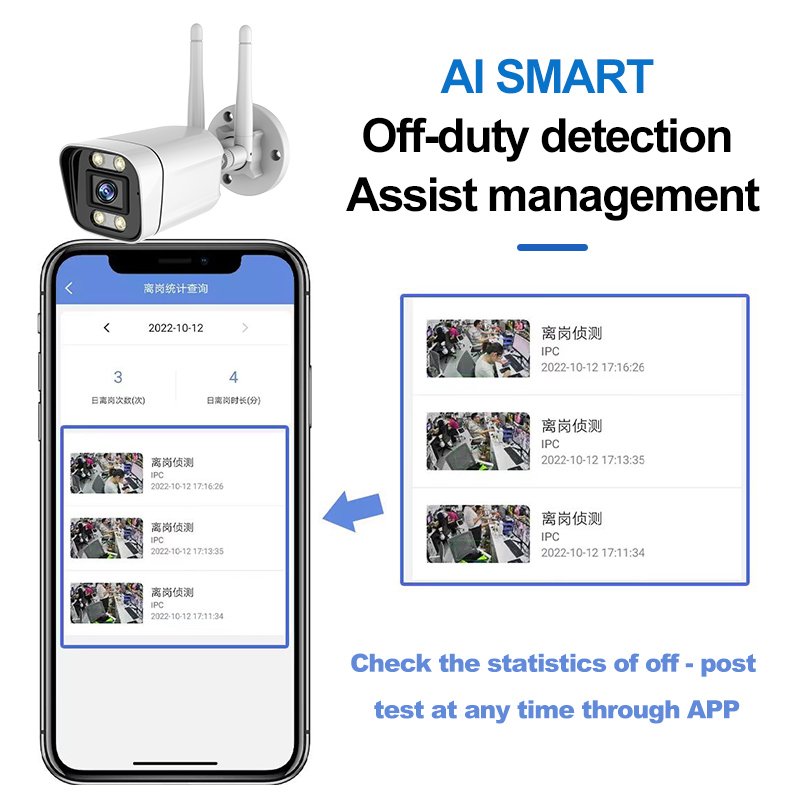 Car Shape Detection Full Color Night Vision AI Outdoor cctv System WIFI Security Camera