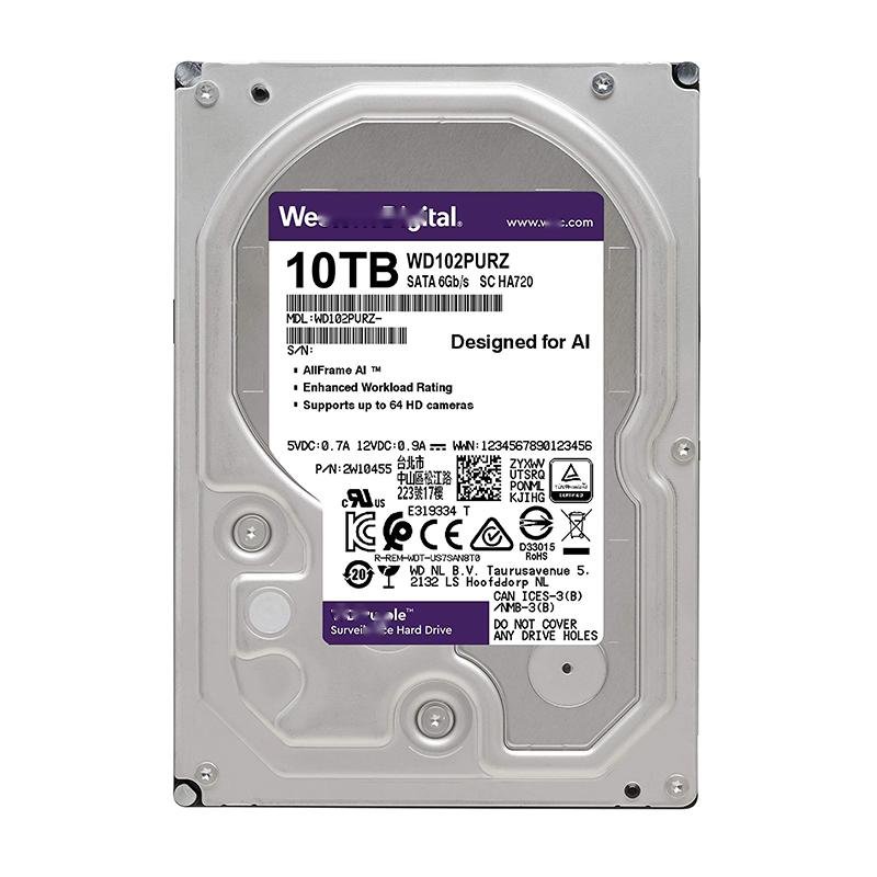 8TB WD Purple Surveillance Internal Hard Drive HDD - SATA 6 Gb/s, 256 MB Cache, 3.5" - WD82PURZ