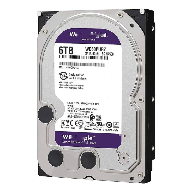8TB WD Purple Surveillance Internal Hard Drive HDD - SATA 6 Gb/s, 256 MB Cache, 3.5" - WD82PURZ