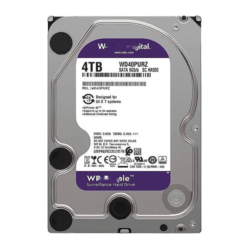 8TB WD Purple Surveillance Internal Hard Drive HDD - SATA 6 Gb/s, 256 MB Cache, 3.5" - WD82PURZ