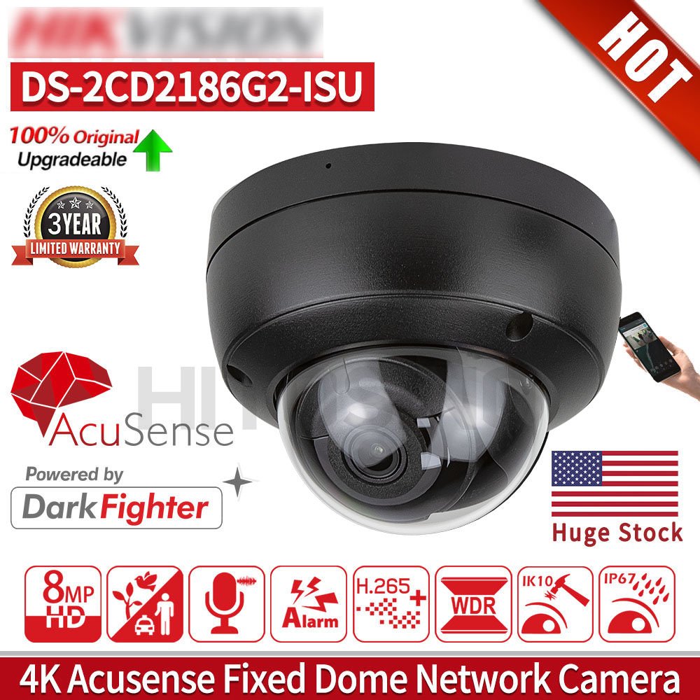 HIK 8ch 16 24 32 Channels POE NVR 4MP 8MP 4K 2 way Audio Face Detection Black Dome IP Network Security Camera System