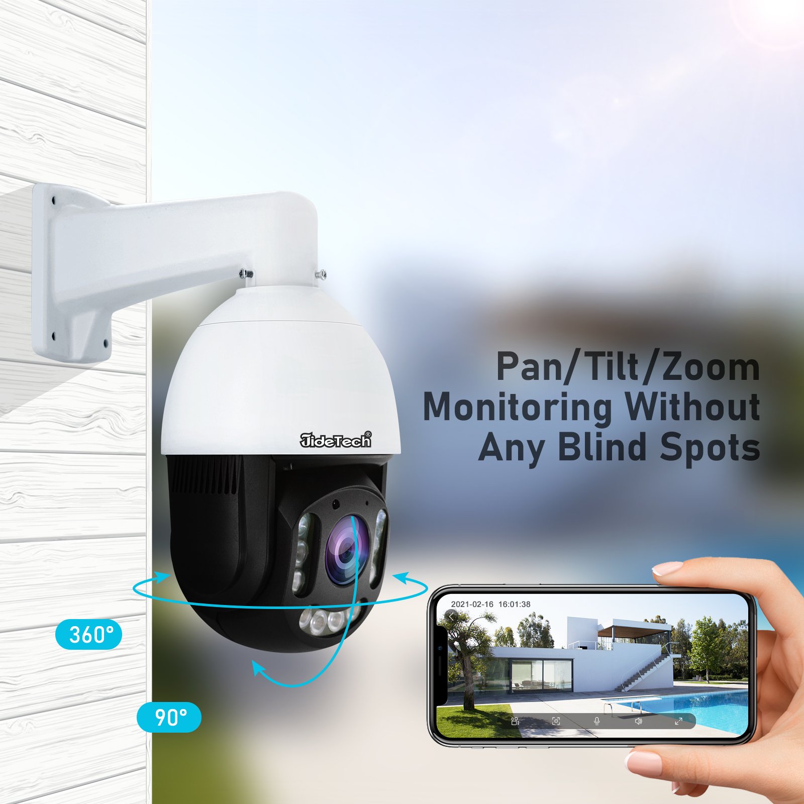 JideTech 8MP 20X 4K auto tracking Vehicle detection color night vision IP Outdoor CCTV PTZ security PoE Camera