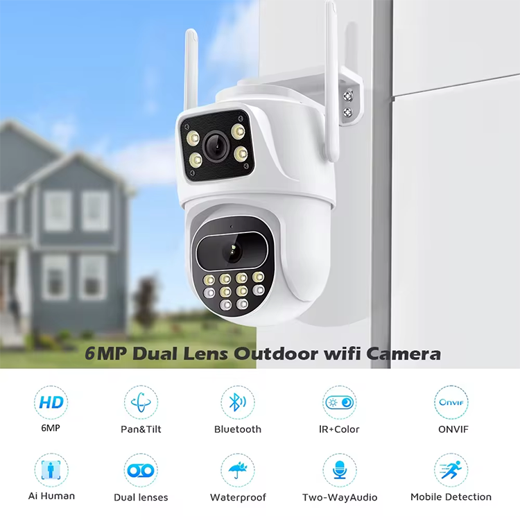 video surveillance camera system home security ICsee 6MP 8MP Dual Lens Wireless PTZ CCTV network smart outdoor ip Cameras Wifi