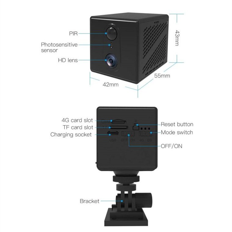 Rscamtom 3MP Mini Camera for Baby Monitoring 4G SIM Card Mini Camera for Home Security