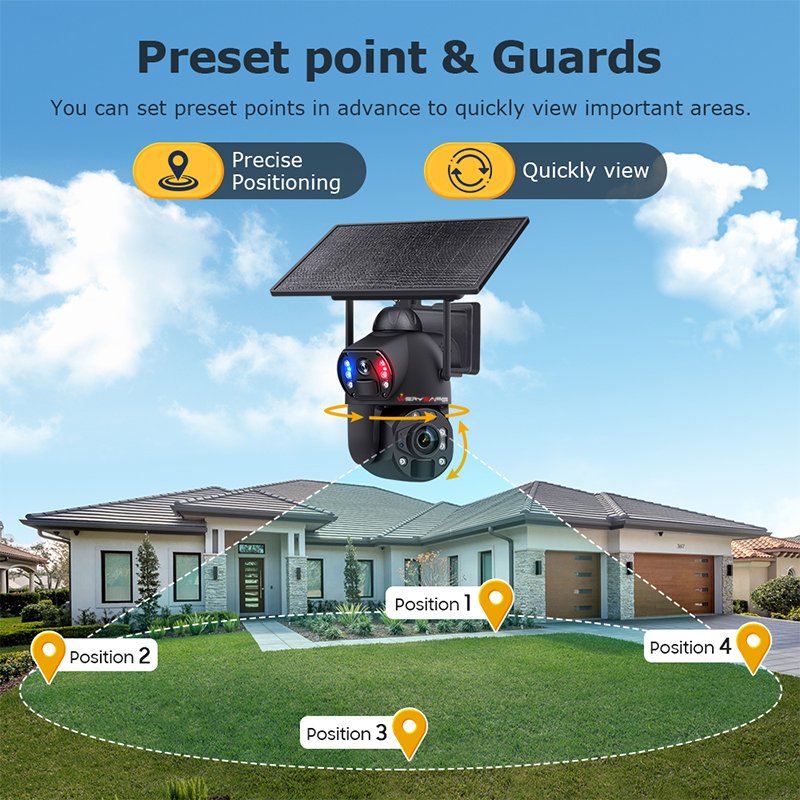 WERYSAFE Dual Lens 6mp 20X 36X Zoom Outdoor Wireless Bluetooth Smart Solar Powered Cctv 4g Security Surveillance Camera