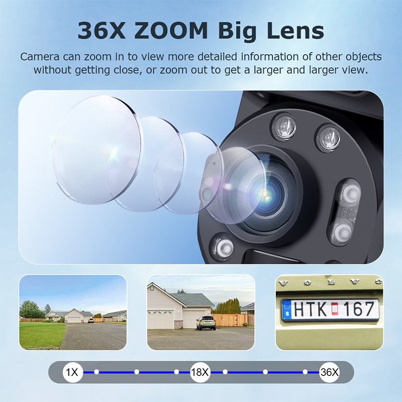 WERYSAFE Dual Lens 6mp 20X 36X Zoom Outdoor Wireless Bluetooth Smart Solar Powered Cctv 4g Security Surveillance Camera
