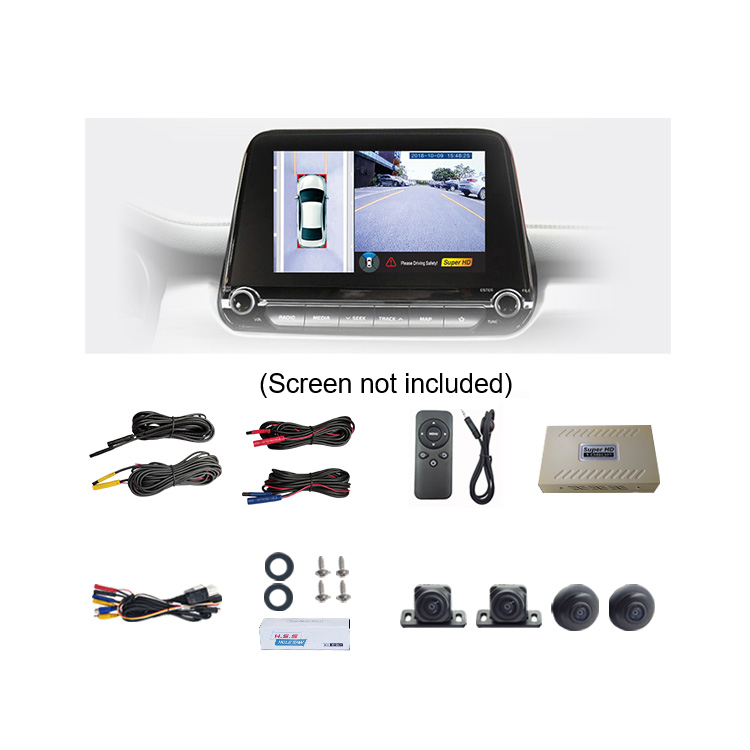 Wemaer AHD 720P Car Rear View Camera 360 Degrees Bird View 2D Panoramic Camera System With Driving Recorder