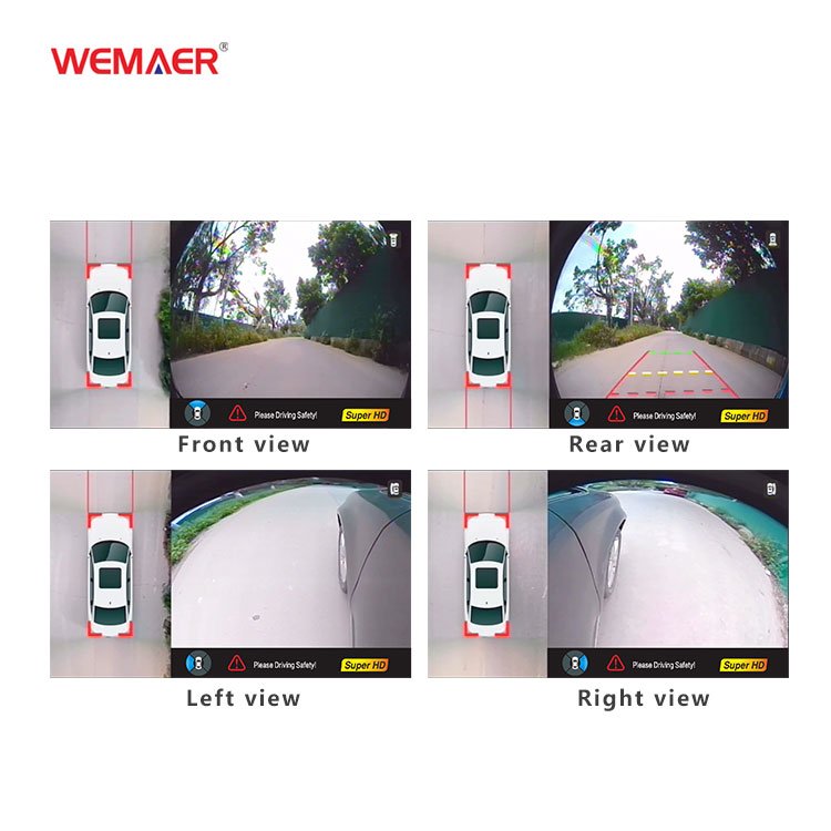 Wemaer AHD 720P Car Rear View Camera 360 Degrees Bird View 2D Panoramic Camera System With Driving Recorder