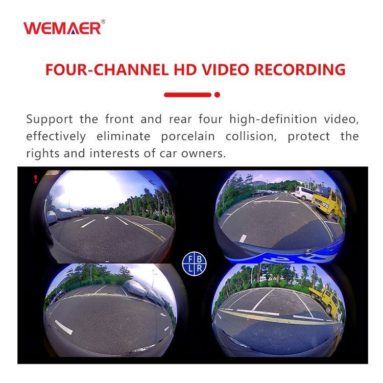 Wemaer AHD 720P Car Rear View Camera 360 Degrees Bird View 2D Panoramic Camera System With Driving Recorder