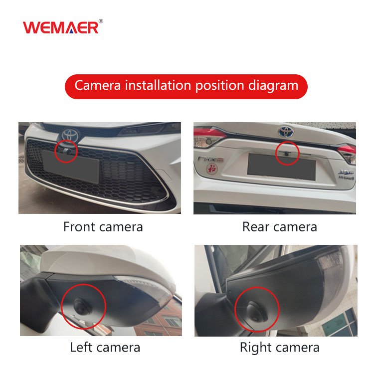 Wemaer AHD 720P Car Rear View Camera 360 Degrees Bird View 2D Panoramic Camera System With Driving Recorder