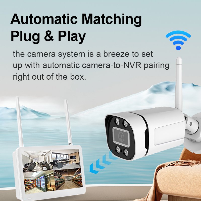 wifi display kit 4 channel 1080P wirell IP security home camera security system NVR Kit with audio