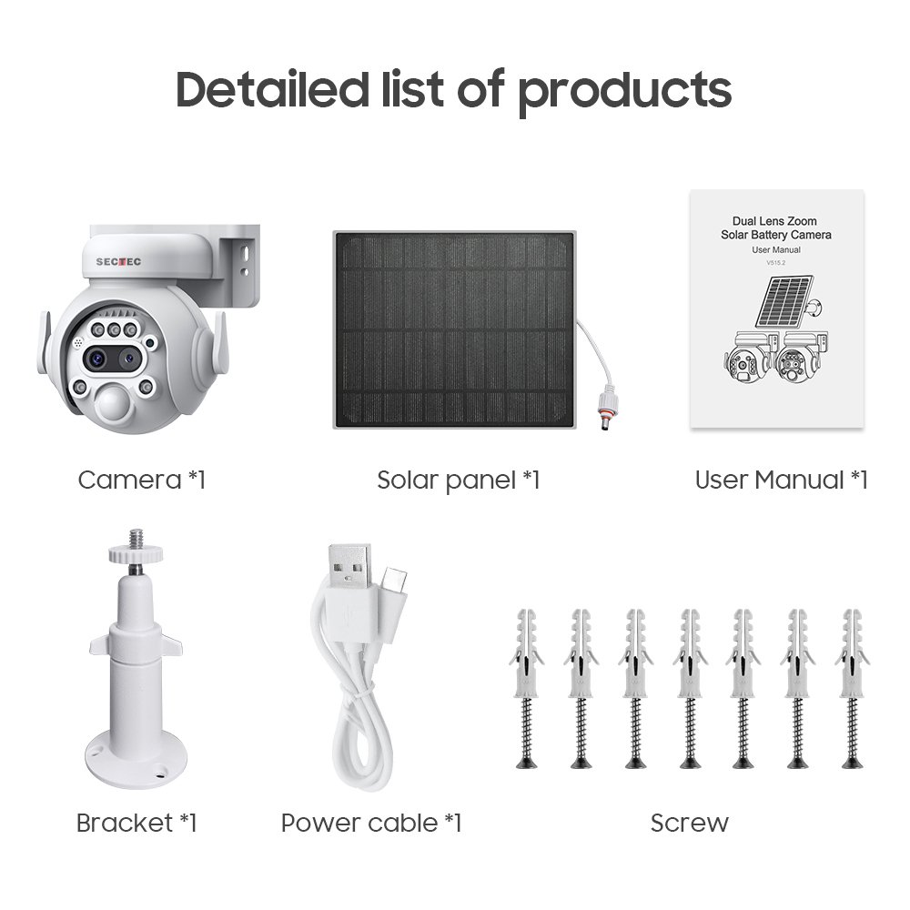 SECTEC Mini size 4G Battery 3K 6MP Security Solar Wifi dual lens 12x zoom Camera T40 chip Solar Waterproof IP Camera